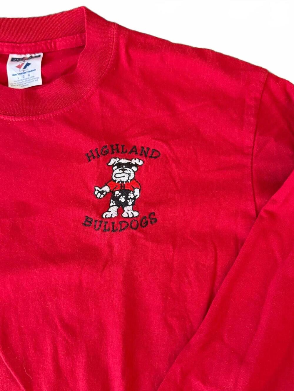 Vintage Highland Bulldogs Red Long Sleeve T-Shirt Jerzees Large